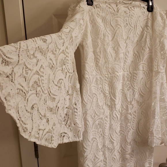 Beautiful pure white lace dress off shoulder dress - Picture 2 of 3